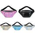 Custom Logo Waterproof Laser PU Leather Fashion Holographic Fanny Pack Clear Belt Summer Bag Iridescent Waist Bags for Women